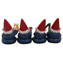Load image into Gallery viewer, Candy Creations On Cloud 9 Bad Gnomes Drinking and Smoking, Set of 4 Naughty Lawn Dwarves, Funny Garden or Indoor Home Decor
