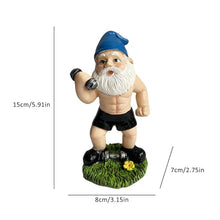 Load image into Gallery viewer, Gnome Figurine Statue - Weightlifting Garden Gnome, Funny Outdoor Sculpture, Resin Workout Dwarf | Vivid Facial Detailing Expression Craft, Weatherproof Dumbbell Character Ornament Place Garden Lawn P