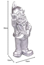 Load image into Gallery viewer, STOOBZ PP 005ZI 15 x 12 x 32 cm Cheeky Garden Gnome Figure for Home and Garden - Silver