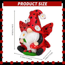 Load image into Gallery viewer, Fahoujs Resins Lady Bird Gnomes Statue Swedish Tomte Figurine Ornament For Garden Lawns Or Indoor Desktop Shelf Decoration Resins Ladybird Gnomes Statue