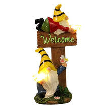 Load image into Gallery viewer, Vriusi Solar LED Gnome Statue Resin Gnome Sculpture Outdoor Garden Decor Lawn Gnome Figurine Solar Yard Decor Solar-Powered Gnome LED Gnome Yard Statue Garden Gnome Light Outdoor Tabletop Gnome