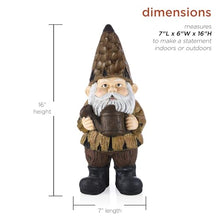 Load image into Gallery viewer, Alpine Corporation 16" H Indoor/Outdoor Garden Gnome with Watering Can Statue, Brown
