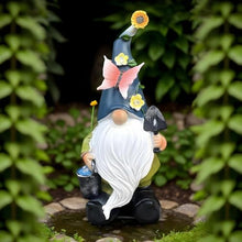 Load image into Gallery viewer, Solar Garden Gnomes, Outdoor Statue, Resin Sculptures 10.63x5.12x5.91 inches, Decorative Lighting Feature, Weatherproof Design, Light Accent, Patio Lawn Yard Backyard Décor