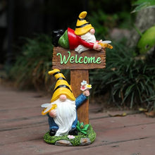 Load image into Gallery viewer, Vriusi Solar LED Gnome Statues Resin Gnome Sculpture Outdoor Garden Decor Lawn Gnome Figurine Solar Yard Decor Solar-Powered Gnome LED Gnome Yard Statue Garden Gnome Light Outdoor Tabletop Gnome