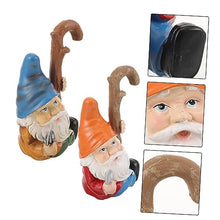 Load image into Gallery viewer, Happyyami 2pcs Garden Gnome Statue Charming Outdoor Decor for Garden Gnome Figurines Hooks Tree Ornaments for Home and Patio