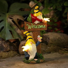 Load image into Gallery viewer, Vriusi Solar LED Gnome Statue Resin Gnome Sculpture Outdoor Garden Decor Lawn Gnome Figurine Solar Yard Decor Solar-Powered Gnome LED Gnome Yard Statue Garden Gnome Light Outdoor Tabletop Gnome