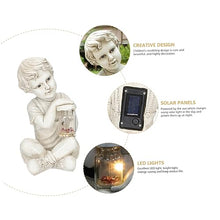 Load image into Gallery viewer, Toyvian Solar Sculpture Outdoor Resin Garden Statue with Decorative Lighting for Lawn Patio and Brings Joyful Childhood Memories to Your Home