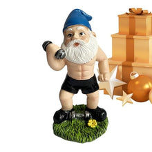 Load image into Gallery viewer, Garden Gnome Statue - Collectible, Dwarf Statue, Decorative Garden Gnome | Fairy Garden Gnome, Resin Dwarf Statue Dwarf Sculpture Weightlifting Dwarf with Dumbbells for