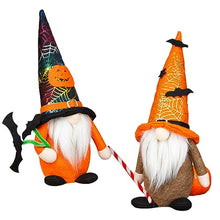 Load image into Gallery viewer, Dbvnnsy 2PCS Halloween Gnomes Plush Decorations Halloween Gonk with Bat Spider Web Pumpkin Cute Faceless Doll for Indoor Table Tiered Tray Home Decor