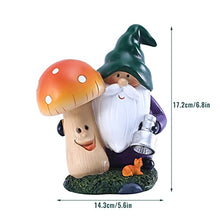 Load image into Gallery viewer, Storage Bag Garden Statue Outdoor Gnomes Holding Mushroom Figurine Built-in Solar Light Sculpture Decor For Patio Yard Art Ornament