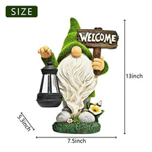 Load image into Gallery viewer, Funny Garden Gnome with Solar Lantern,Welcome Sign Solar Garden Ornaments Garden Gnome Figurine Gifts for Patio Lawn,Garden Sculptures Statues