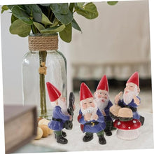 Load image into Gallery viewer, Ciieeo 4pcs Miniature Gnome Music Band Sculpture Set Creative Desktop Gnome Dolls for Home Decor Christmas Style Garden Ornaments for Outdoor Patio and Decoration
