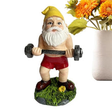 Load image into Gallery viewer, Garden Gnome Statue - Garden Gnome Statue - Dumbbell Weight Lifting Sculpture Dwarf Figurine Vivid Expression Decoration for Garden Yard Lawn Bedroom - Outdoor Fun Fitness Dumbbell Weight