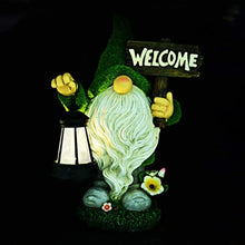 Load image into Gallery viewer, Funny Garden Gnome with Solar Lantern,Welcome Sign Solar Garden Ornaments Garden Gnome Figurine Gifts for Patio Lawn,Garden Sculptures Statues