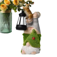 Load image into Gallery viewer, Garden Gnomes Statues - Dwarf Garden Statues with Integrated Solar Lantern - Funny Decorative Figures for Outdoor, Lawn, Patio, Balcony and Flower Bed