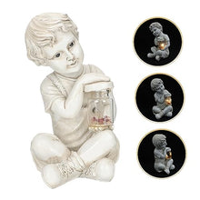 Load image into Gallery viewer, Toyvian Solar Sculpture Outdoor Resin Garden Statue with Decorative Lighting for Lawn Patio and Brings Joyful Childhood Memories to Your Home