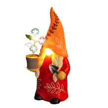 Load image into Gallery viewer, Solar Gnome, Creative Garden Gnome Dwarf Holding Flower Pot, Resin Decorative Solar Light Sculpture Gnomes Outdoor Faceless Doll for Patio, Lawn, Yard, and Doorway, 6.06x5.51x12.79 Inches
