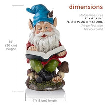 Load image into Gallery viewer, Alpine Corporation 34 cm Tall Outdoor Garden Gnome Reading a Book Yard Statue Decoration