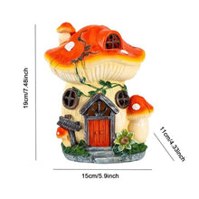 Load image into Gallery viewer, mushrooms Fairy House with Solar Lights Resin Garden Onament Solar Powered mushrooms House Figurines Garden Decor for Patio Yard, Garden Statue
