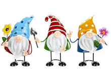 Load image into Gallery viewer, Gonk Metal Garden Ornament, 18.5 x 11.5 x 11 cm. (1 Pc.) - 3 Assorted Vibrant Garden Gnomes, Perfect for Pathways & Outdoor Decor