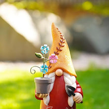 Load image into Gallery viewer, Solar Gnome, Creative Garden Gnome Dwarf Holding Flower Pot, Decorative Solar Light Sculpture, Faceless Outdoor Doll for Patio, Lawn, Yard, and Doorway Decor, 6.06x5.51x12.79 inch