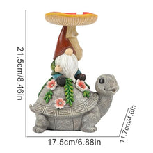 Load image into Gallery viewer, Garden Turtle Sculpture, Outdoor Lawn Ornament, Solar Turtle Decor, Solar Resin Figurine, Decorative Garden Light, Solar Turtle Feeder, Solar Powered Gnome, Outdoor Yard Decor, Turtle Statue Feeder, S
