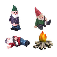 Load image into Gallery viewer, CAXUSD 4pcs Miniature Dwarf Resin Ornaments for Outdoor Garden Decoration Includes Sitting Lying down Gnomes Bonfire for Home Holidays