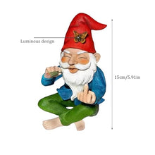 Load image into Gallery viewer, Garden Gnome Middle Finger 5.9inch Tall Resin Luminous Funny Garden Gnomes Cheeky Smoking Naughty Gnomes Fade-resistant Mini Gnomes for Garden Lawn