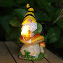 Load image into Gallery viewer, Solar Gnome Mushroom Garden Statue, Solar Garden Gnome Statue, Mushroom Garden Statue with Solar Light, Solar Powered Gnome Statue, Solar Gnome with Mushroom, Outdoor Solar Garden Gnome