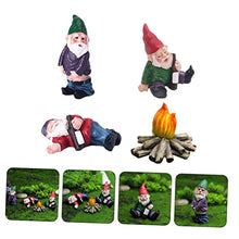 Load image into Gallery viewer, CIMAXIC Garden Decorations Outdoor Resin Ornaments Set Mini Dwarf Bonfire Decor Solar Gnomes