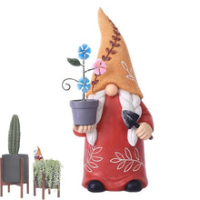 Load image into Gallery viewer, Solar Gnome, Creative Garden Gnome Dwarf Holding Flower Pot, Decorative Solar Light Sculpture, Faceless Outdoor Doll for Patio, Lawn, Yard, and Doorway Decor, 6.06x5.51x12.79 inch