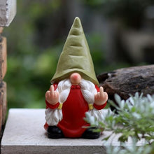 Load image into Gallery viewer, Middle Finger Female Gnome Statue 7.8in, Naughty Garden Gnome Statue Decoration and Lawn Ornament - Funny Garden Gnomes for Outdoor or Home Decor