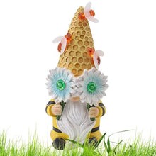 Load image into Gallery viewer, Gnome Statues Outdoor Solar, Bee Design Garden Gnome, Resin LED Lights Gnome, Gnome Garden Sculpture, Outdoor Solar Gnome Statue, Garden Gnome Figurines, Solar Powered Gnome, LED Gnome Garden Sculptur