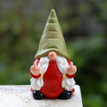 Load image into Gallery viewer, Middle Finger Female Gnome Statue 7.8in, Naughty Garden Gnome Statue Decoration and Lawn Ornament - Funny Garden Gnomes for Outdoor or Home Decor