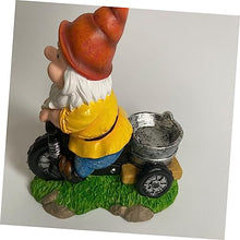 Load image into Gallery viewer, BESPORTBLE Gnome Statue Riding Tricycle Adorable Resin Dwarf Sculpture for Garden Patio and Home Decor Birthdays Anniversaries and Festivals