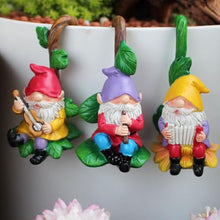 Load image into Gallery viewer, Mellsunny 3Pcs Cute Climbing Gnomes Plant Pot Hanger Figurines Resin Hanging Gnomes Playing Music Statue Planter Pot Decorations for Home Garden Patio Lawn Yard Ornaments (Gnome Playing Music)