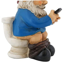 Load image into Gallery viewer, Statues, Funny Garden Gnome Ornament Naughty Garden Gnome on a Toilet Garden Gnome Figurine Funny Gnomes Set for Yard Lawn