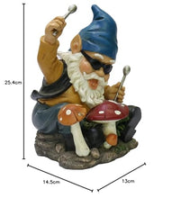 Load image into Gallery viewer, Nature's Mark Rock n Roll Gnome in a Band Playing Drums Resin Statue Figurine Home Garden Decorative Accent Décor (8" H)