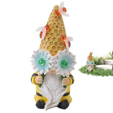 Load image into Gallery viewer, Outdoor Statues, Solar Garden Gnome, Sunflower Gnome Sculpture, Spring Gnome Figurine, Solar-Powered Sunflower Spring Gnome Statue Resin Gnome Statues with Solar Lights for Yard, or Garden Decor