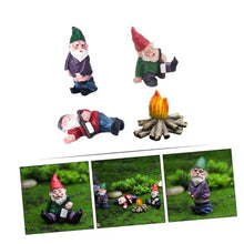 Load image into Gallery viewer, CIMAXIC Garden Decorations Outdoor Resin Ornaments Set Mini Dwarf Bonfire Decor Solar Gnomes