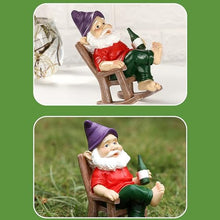 Load image into Gallery viewer, Xoeryoy Funny Garden Gnomes Decoration Statue Resin Rocking Chair Dwarf Ornament Mini Garden Gnome Statue Ornaments