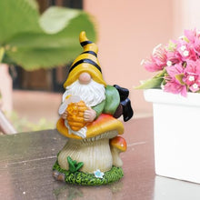 Load image into Gallery viewer, Solar Garden Statue, Gnome Figurine, Garden Ornaments, Outdoor Solar Lights, Resin Mushroom Gnome Statue with Honey Jar, Weatherproof Garden Figurine, 13.6x10x20 cm for Patio, Lawn, and Yard Decor