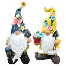 Load image into Gallery viewer, Solar Gnome Statue, Outdoor Garden Figurine, Resin Yard Decoration, Built-In Solar Panel, Waterproof Lighting Feature, Patio Lawn Porch Use, Size 10.63x5.12x5.91