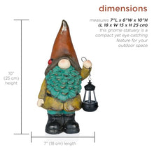 Load image into Gallery viewer, Alpine Corporation MCC856SLR Solar Vintage Gnome Holding Lamp Garden Ornament Statuary wOrange Hat, Multi-Color