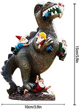 Load image into Gallery viewer, Garden Gnome Ornaments, Waterproof Eco-friendly Dinosaur Eating Gnomes Figurines Miniature Resin Statues for Yard Lawn Patio Party Halloween Decorations, 15*10*6