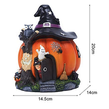 Load image into Gallery viewer, LLDW Halloween Resin Ornaments Halloween Pumpkin House Status with Witch Hats,Orange Pumpkin Fairy House Statue Halloween Pumpkin House Decor Resin Garden Luminous Witch Ghost Ornaments
