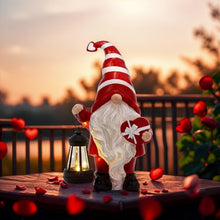 Load image into Gallery viewer, TERESA'S COLLECTIONS Resin Garden Gnome Holding Gift & Lantern with Solar Lights, Valentine's Day Decor, Red, 12"