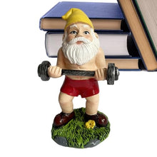 Load image into Gallery viewer, Garden Gnome Statue - Garden Gnome Statue - Dumbbell Weight Lifting Sculpture Dwarf Figurine Vivid Expression Decoration for Garden Yard Lawn Bedroom - Outdoor Fun Fitness Dumbbell Weight