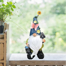Load image into Gallery viewer, Gnome Garden Statue | Resin Gnome Figurine Dwarf Sculpture,Waterproof Dwarf Figurine with Solar LED Lights for Backyard Lawn Patio Porch Outside