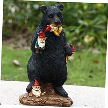 Load image into Gallery viewer, Toyvian Garden Bear Ornament Bear Eating Gnome Statue for Outdoor Decor Home Office